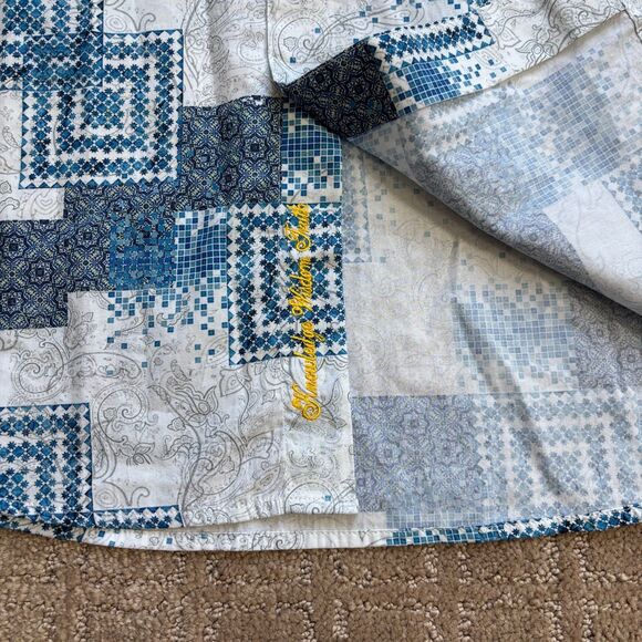 Robert Graham Player Classic Fit Button Down Shirt Mens M White Blue Flip Cuff - Picture 8 of 12